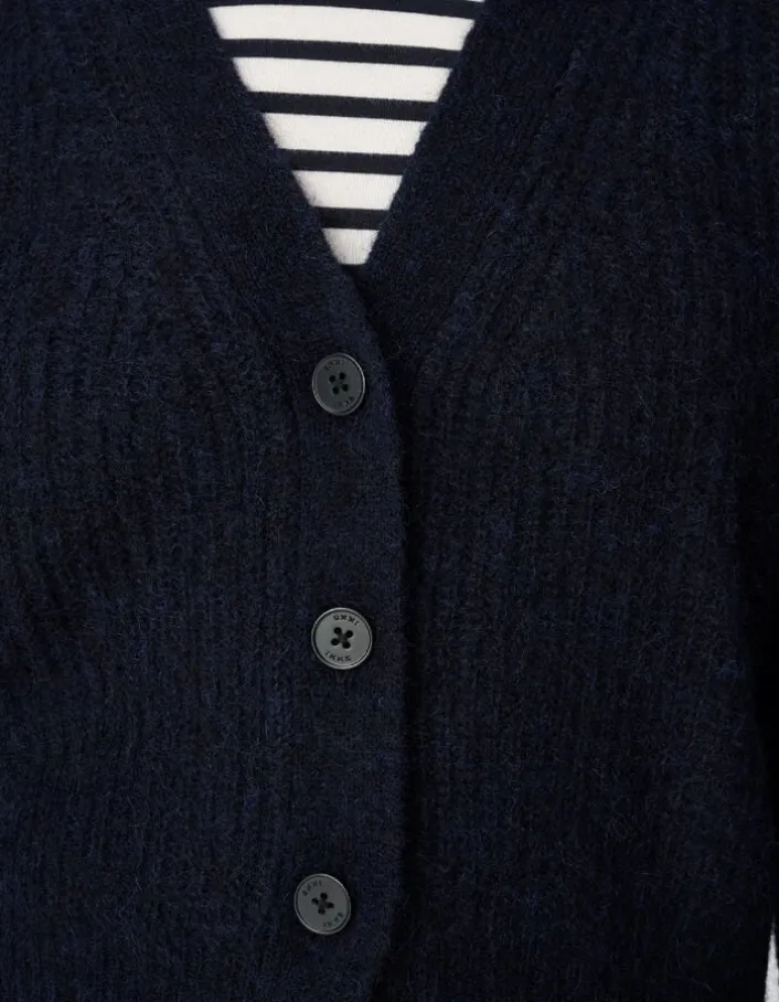 Cardigan marine tricot côtelé Femme