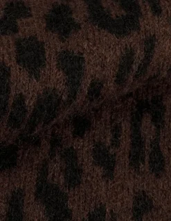 Cardigan marron tricot motif léopard Femme