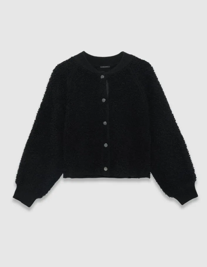 Cardigan noir maille bouclette Femme