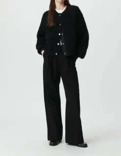 Cardigan noir maille bouclette Femme