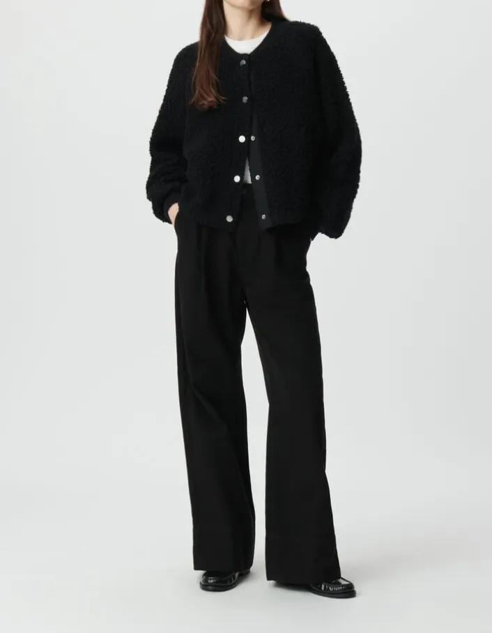 Cardigan noir maille bouclette Femme
