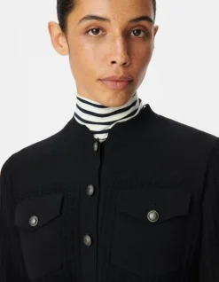 Cardigan noir tricot relief à poches plaquées Femme
