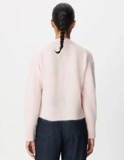 Cardigan rose tricot côtelé Femme