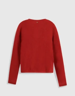 Cardigan rouge tricot mousseux 100% laine Femme