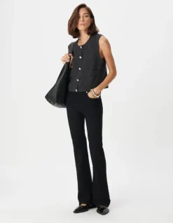 Cardigan sans manches gris anthracite 100% laine boutonné Femme