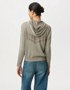Cardigan sésame tricot pailleté motif chevrons ajouré dos Femme