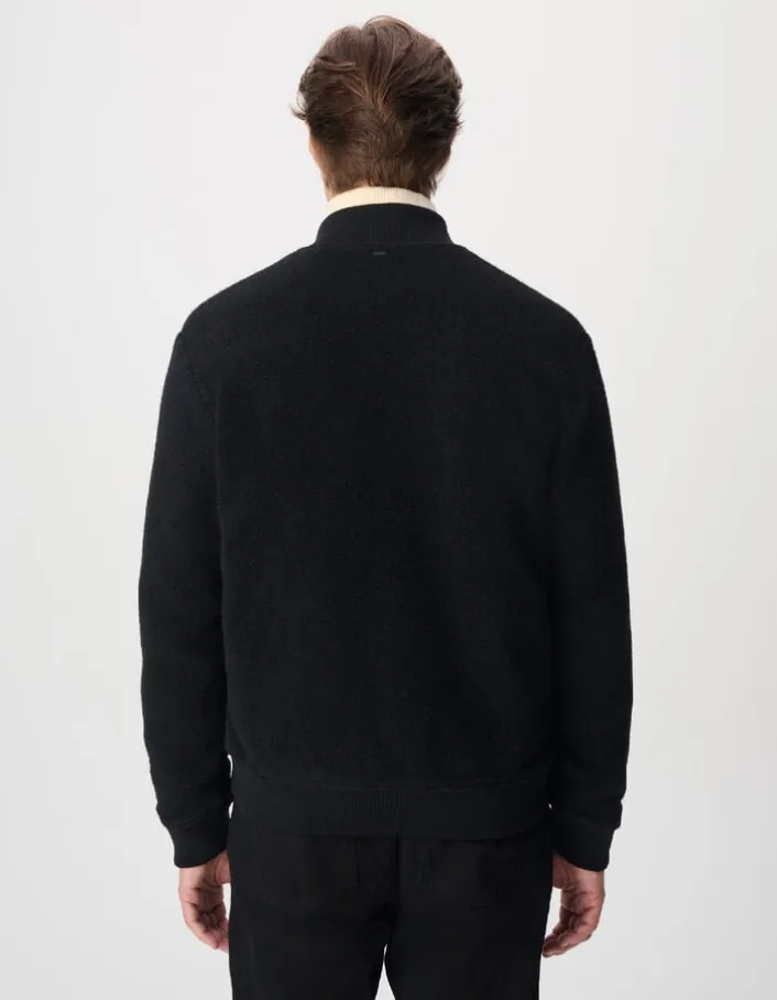 Cardigan teddy noir zippé laine bouillie Homme