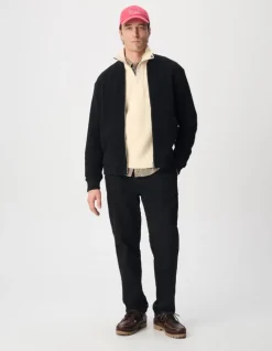 Cardigan teddy noir zippé laine bouillie Homme