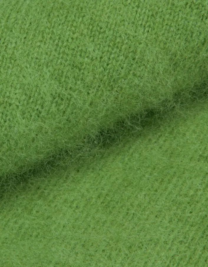 Cardigan vert tricot mousseux 100% laine Femme