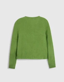 Cardigan vert tricot mousseux 100% laine Femme