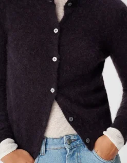 Cardigan violet tricot mohair mélangé Femme