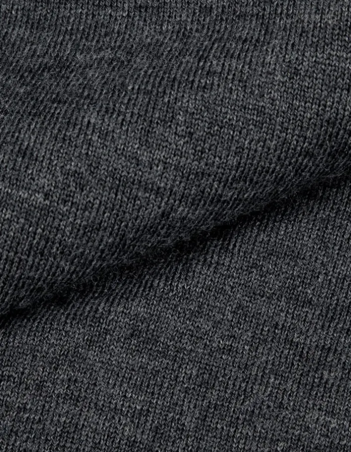 Cardigan zippé à capuche gris tricot 100% laine Homme