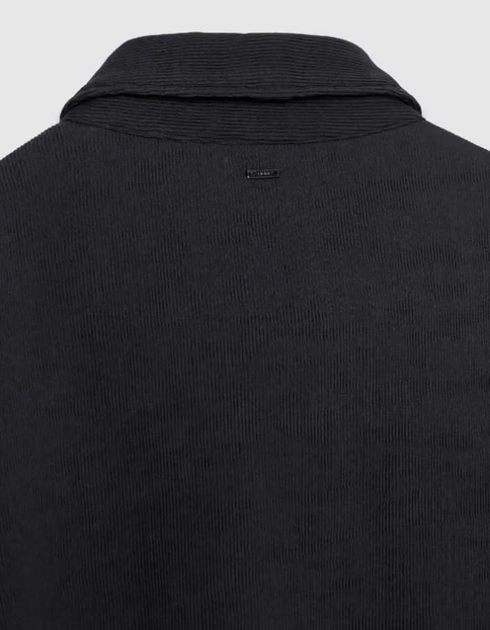 Cardigan zippé noir tissu plissé Homme