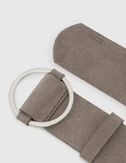 Ceinture camel cuir velours ajustable Femme