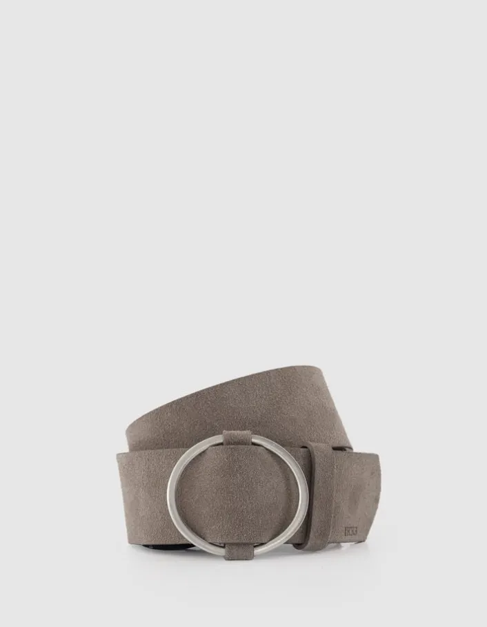 Ceinture camel cuir velours ajustable Femme