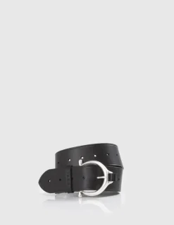 Ceinture cuir silver boucle ronde Femme