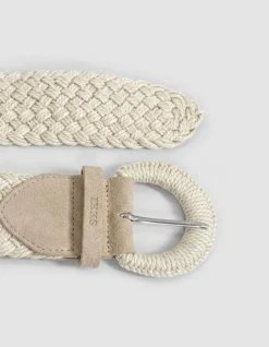Ceinture large écrue raphia tressé Femme