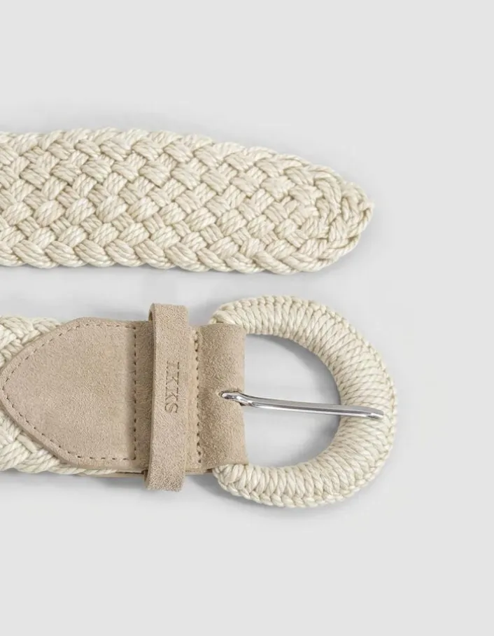 Ceinture large écrue raphia tressé Femme