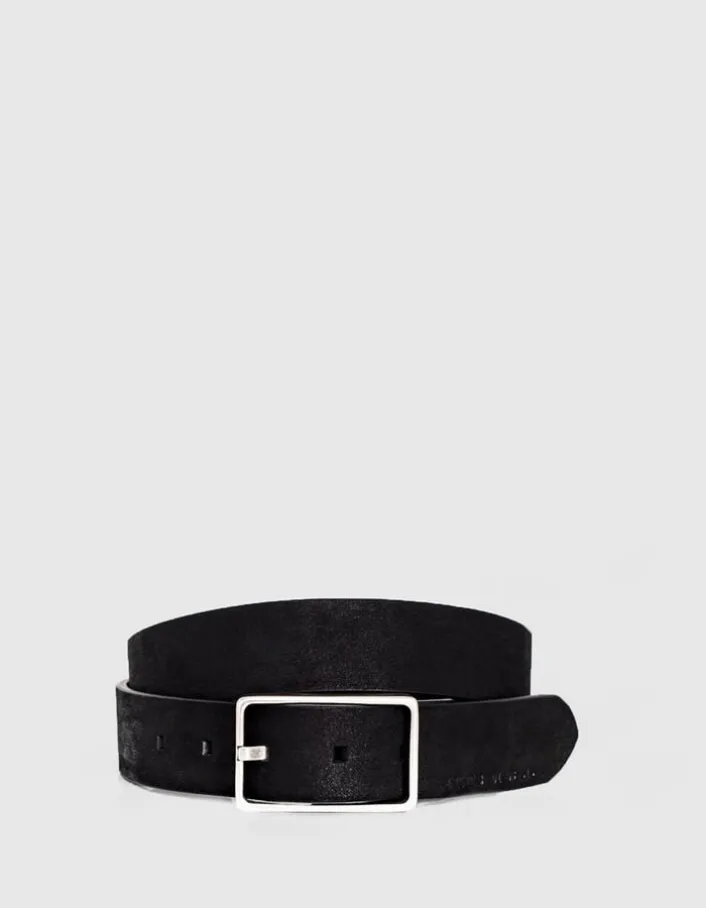 Ceinture noire en cuir nubuck Homme
