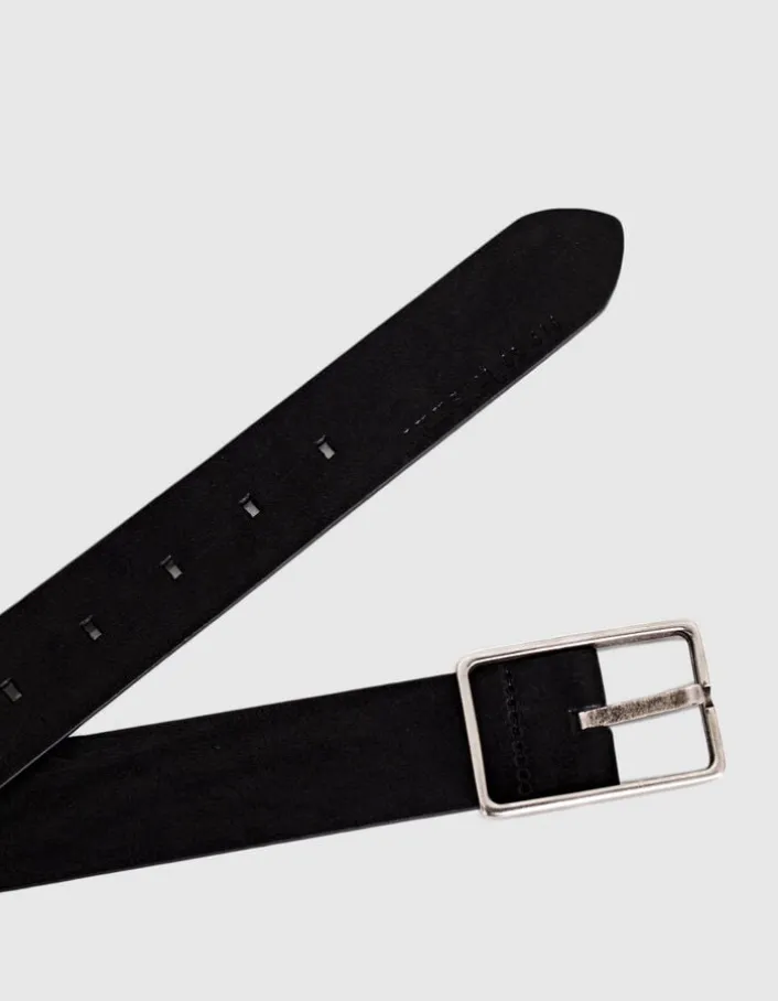 Ceinture noire en cuir nubuck Homme