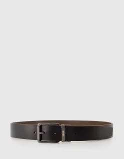 Ceinture réversible kaki cuir Homme