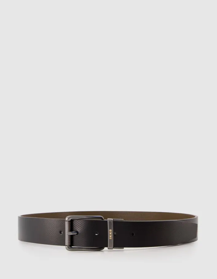 Ceinture réversible kaki cuir Homme