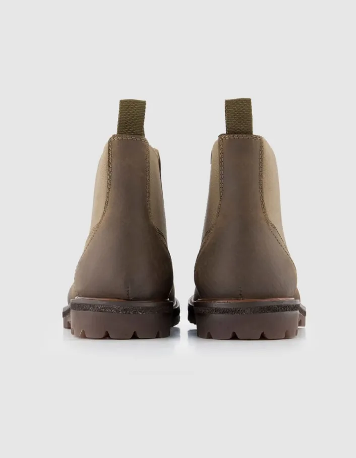 Chelsea boots beiges cuir semelles crantées Homme