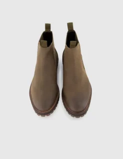 Chelsea boots beiges cuir semelles crantées Homme