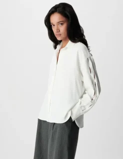 Chemise blanche manches longues ajourées Femme