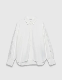 Chemise blanche manches longues ajourées Femme