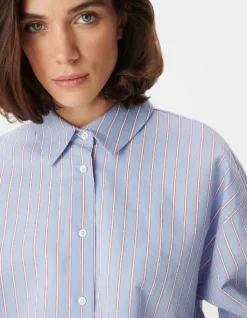 Chemise bleue motif rayures Femme