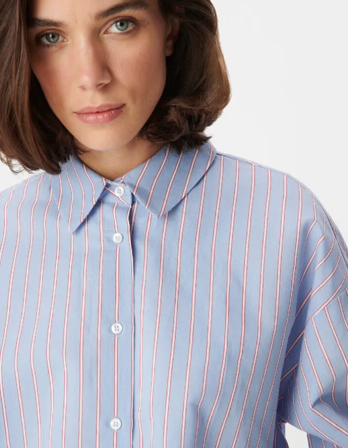 Chemise bleue motif rayures Femme