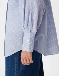 Chemise bleue motif rayures Femme