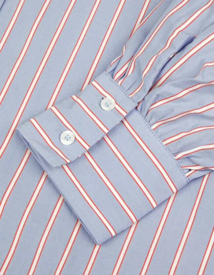 Chemise bleue motif rayures Femme