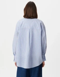 Chemise bleue motif rayures Femme