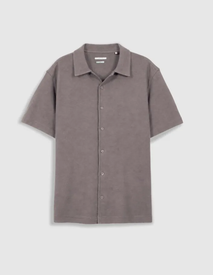 Chemise easy grise maille manches courtes Homme
