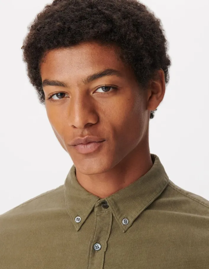 Chemise easy kaki velours milleraies Homme