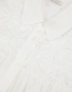 Chemise fluide blanche détails fleurs Femme
