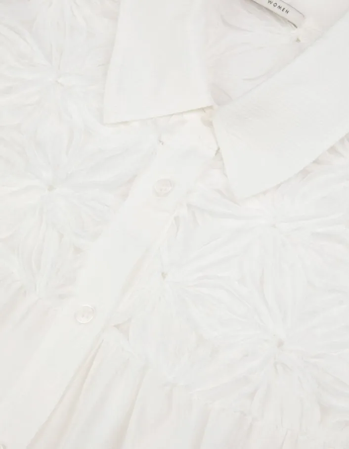 Chemise fluide blanche détails fleurs Femme