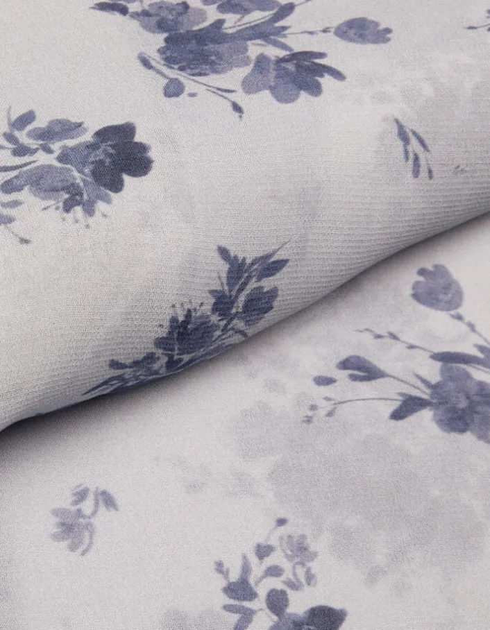 Chemise fluide imprimé micro fleurs bleues Femme