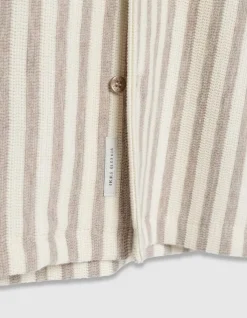 Chemise manches courtes beige maille rayures Homme