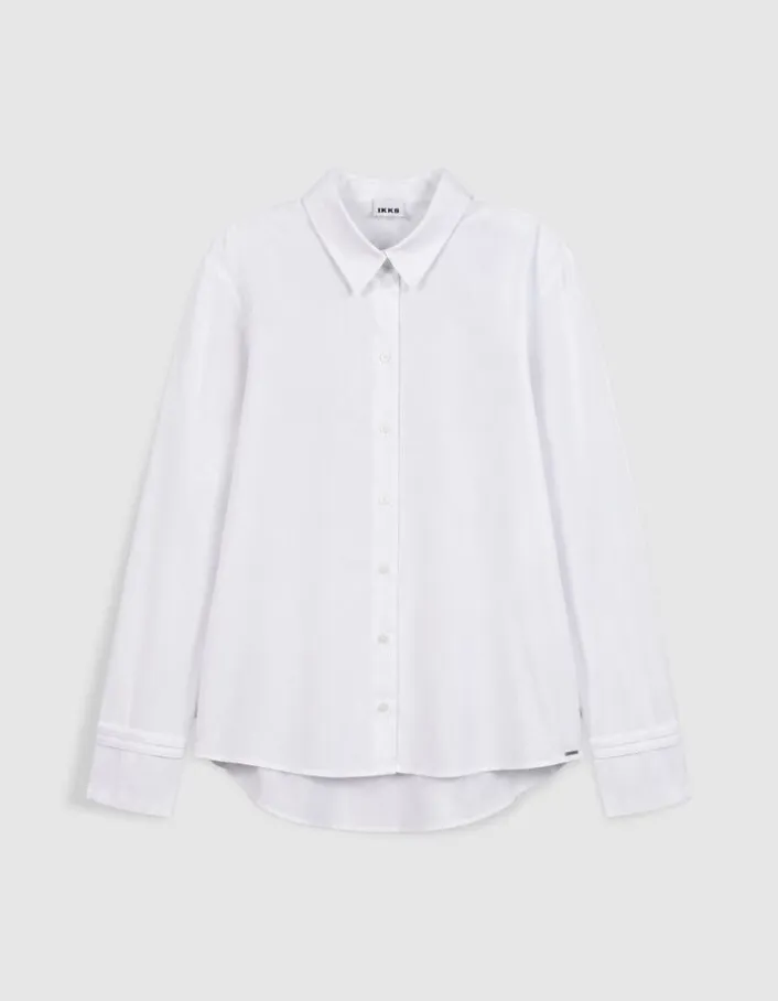 Chemise manches longues blanche pattes boutonnées Femme