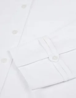 Chemise manches longues blanche pattes boutonnées Femme