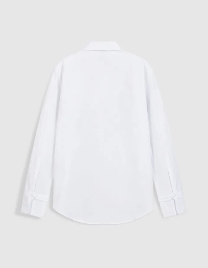 Chemise manches longues blanche pattes boutonnées Femme