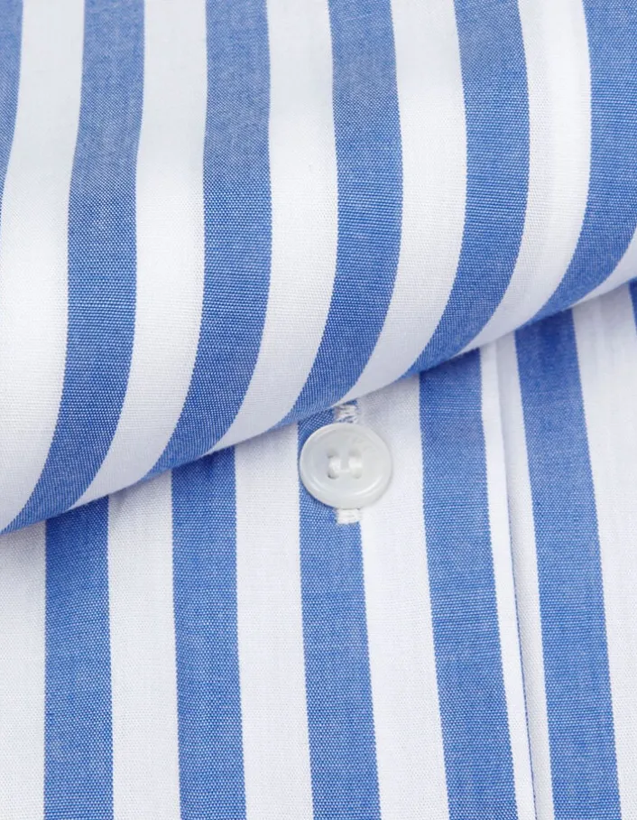 Chemise oversize blanche motif rayures bleues Femme