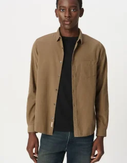 Chemise regular beige coton bio velours milleraies Homme