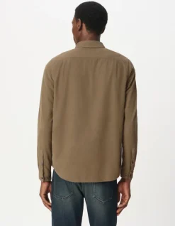 Chemise regular beige coton bio velours milleraies Homme
