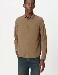 Chemise regular beige coton bio velours milleraies Homme