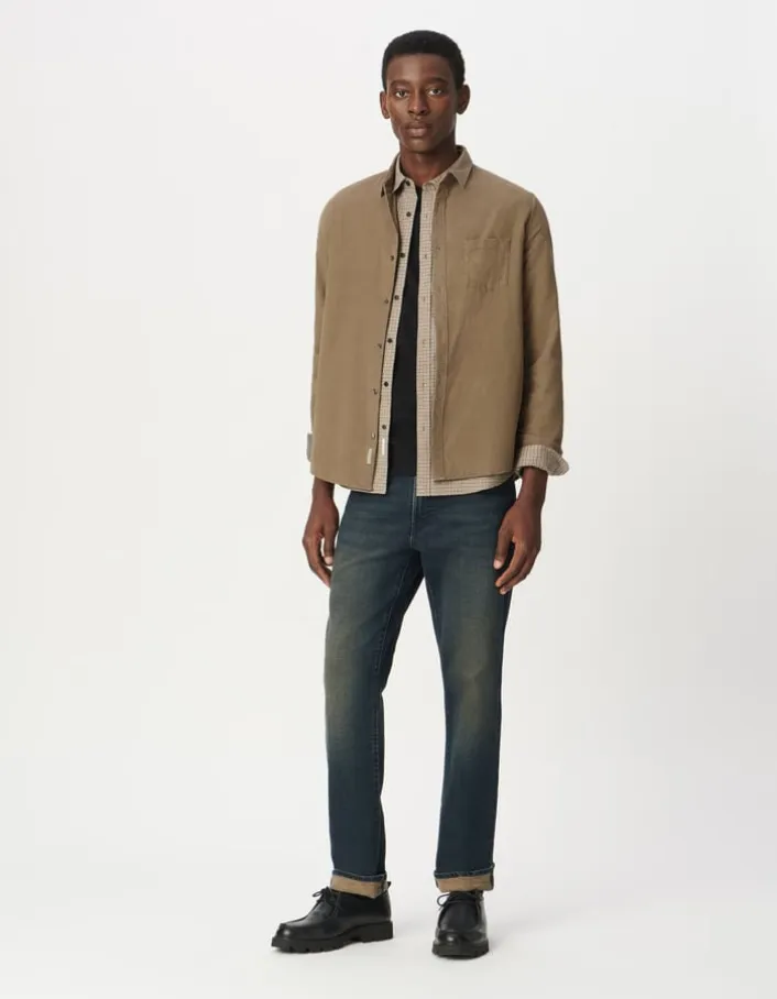 Chemise regular beige coton bio velours milleraies Homme