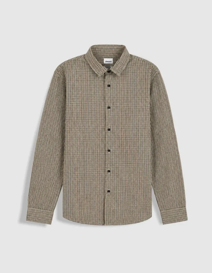 Chemise regular beige motif carreaux Homme